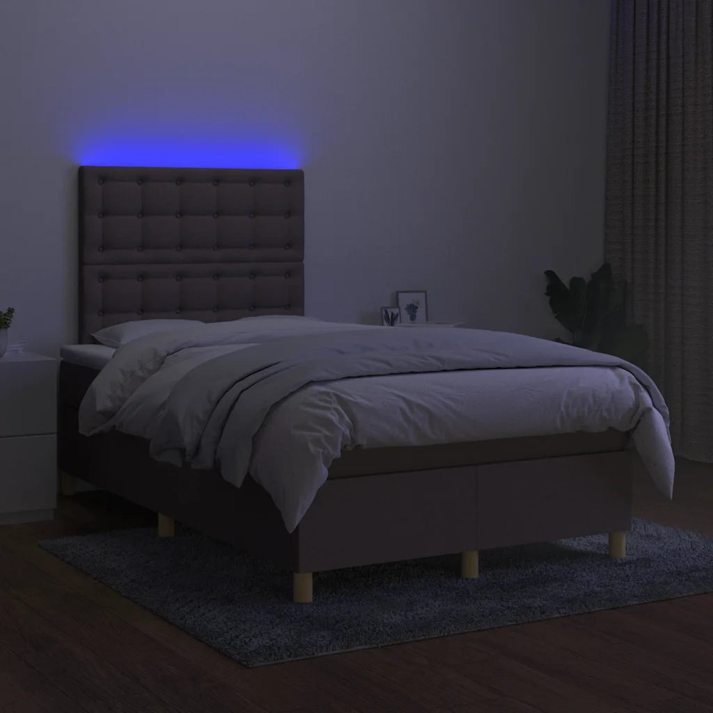 Letto a Molle con Materasso e LED Tortora 120x190 cm in Tessuto 3270278