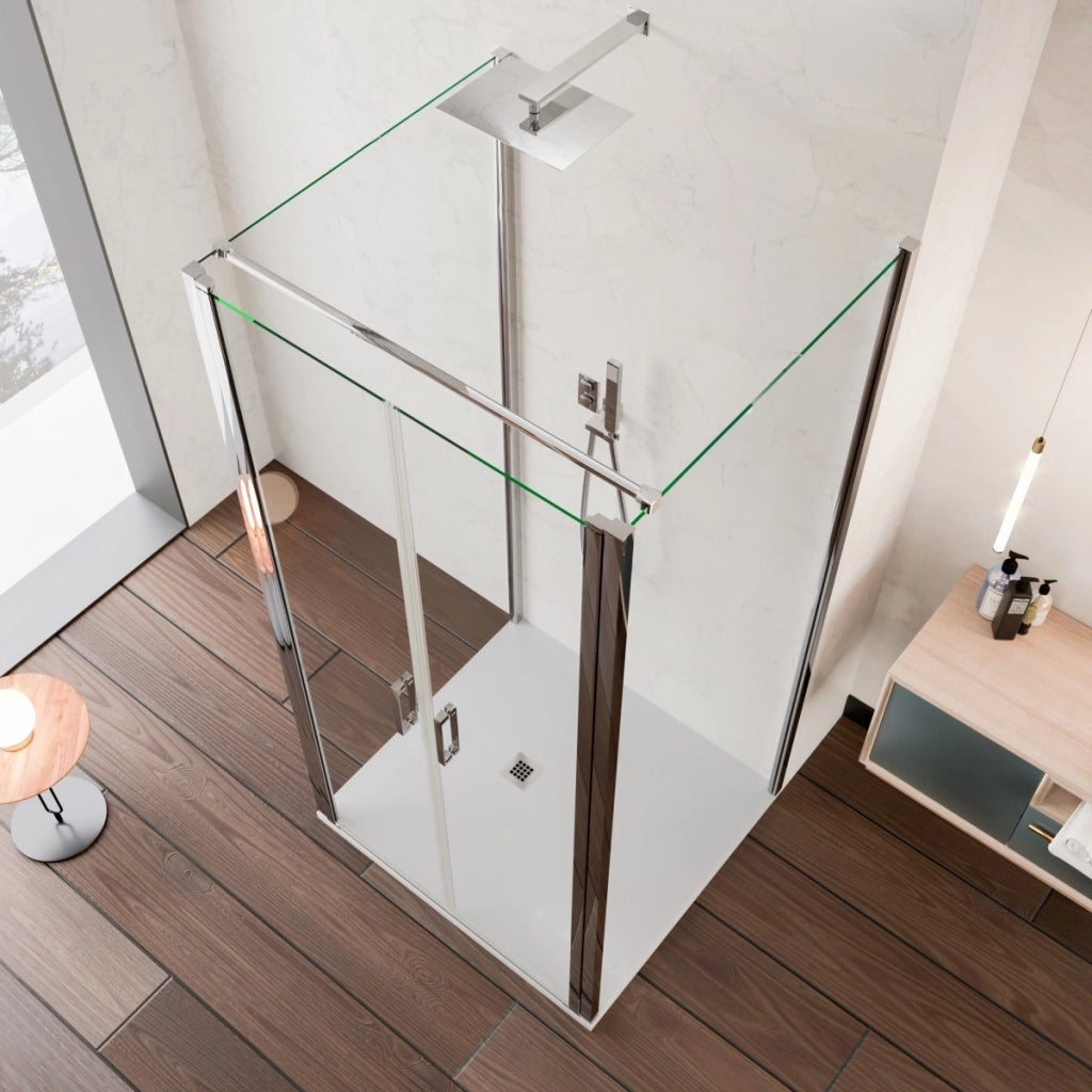 Box doccia saloon tre lati senza profili trasparente 6mm h195 dobla, misura 80x100x80