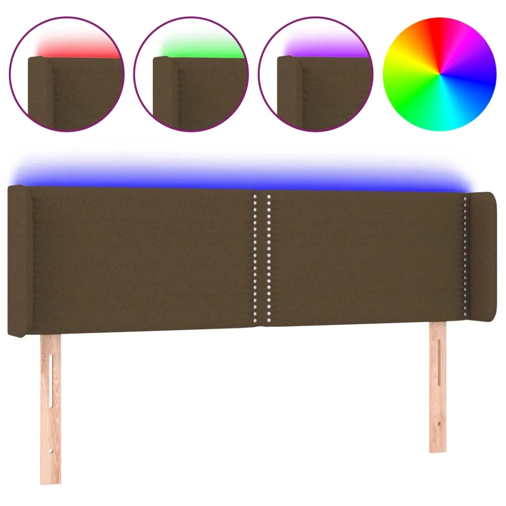 Testiera a LED Marrone Scuro 147x16x78/88 cm in Tessuto 3123097