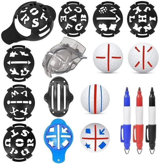 Segnalatore di golf 12 pezzi - Kit di marcatura - Set di allineamento - Accessorio da golf portatile - Resistente e impermeabile - Facile da utilizzare - Marcatura di golf