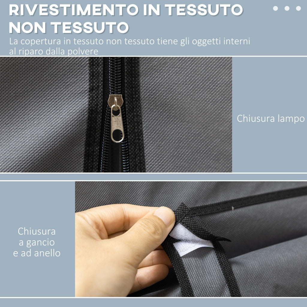 Armadio Pieghevole con Cassetti e Ante ¨C Minimal ¨C Grigio Scuro 125x43x162.5cm
