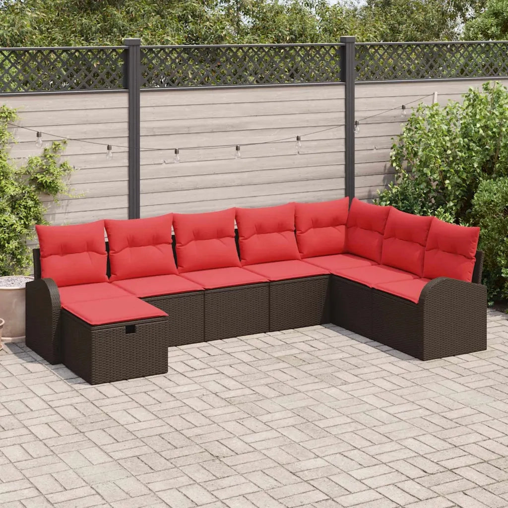 Set Divano da Giardino con cuscino 8 pcs Marrone Poly Rattan 3360465