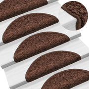 Tappetini per scale 10 pz 56x17x3 cm Marrone Semicircolari 149789