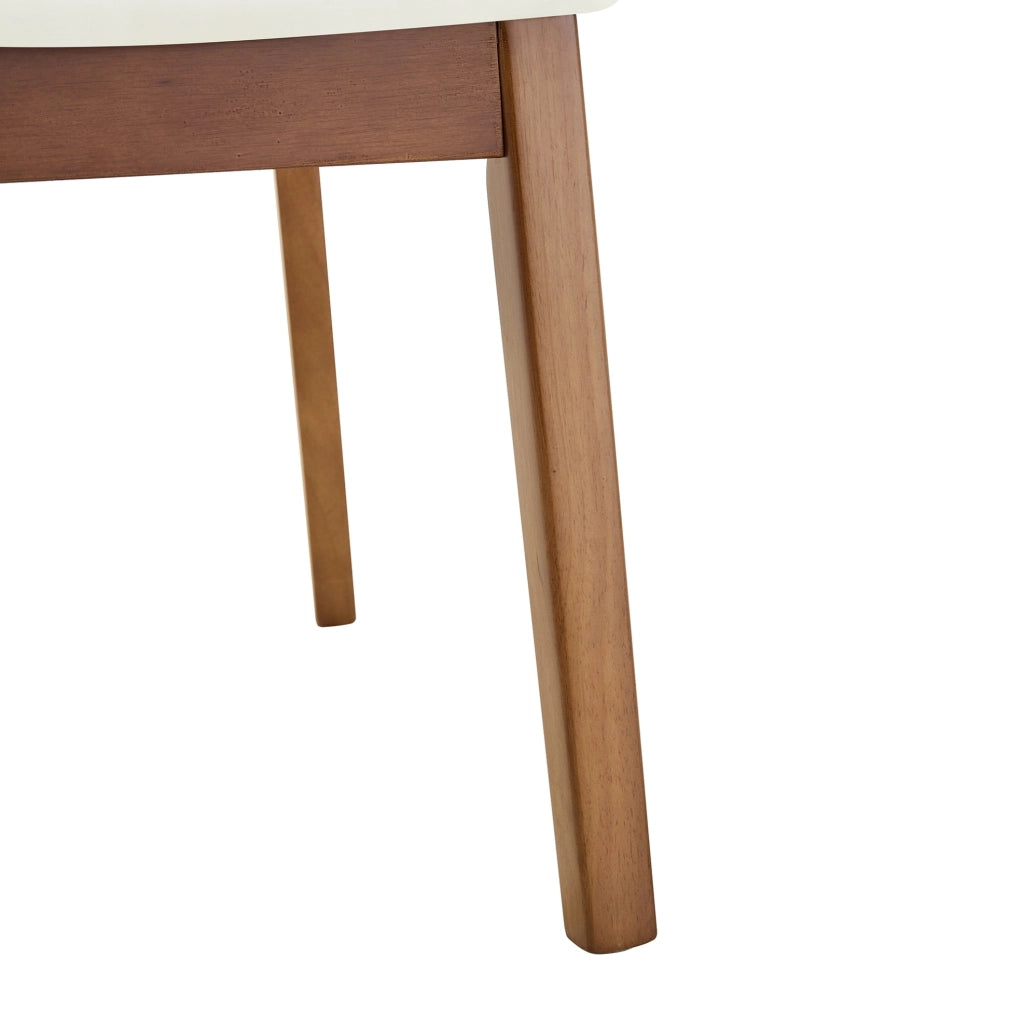Set di 2 sedie da pranzo 95.5x35.5x54 cm con schienale ovale; seduta imbottita in legno e PU bianco