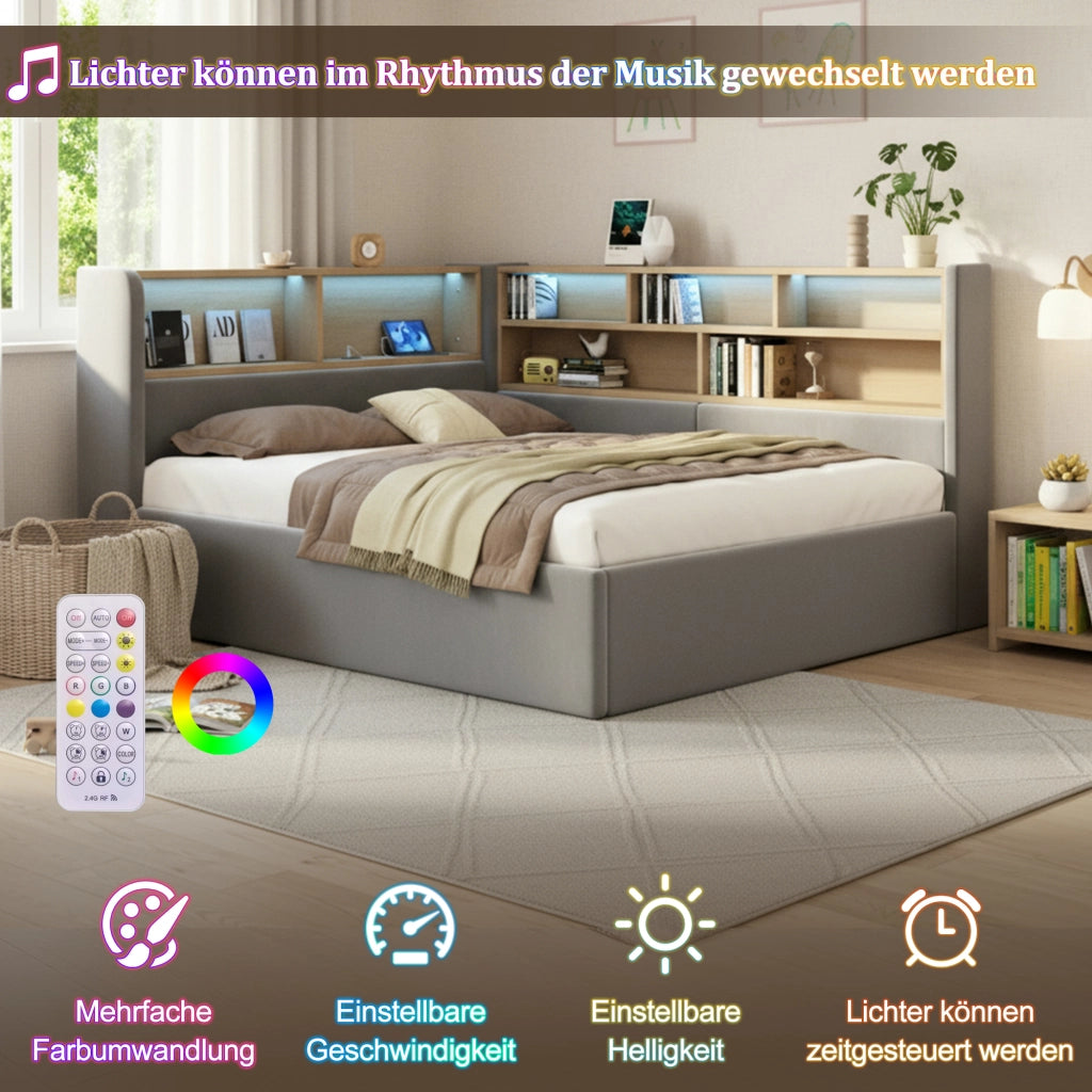 letto imbottito velluto grigio 140 x 190 cm
