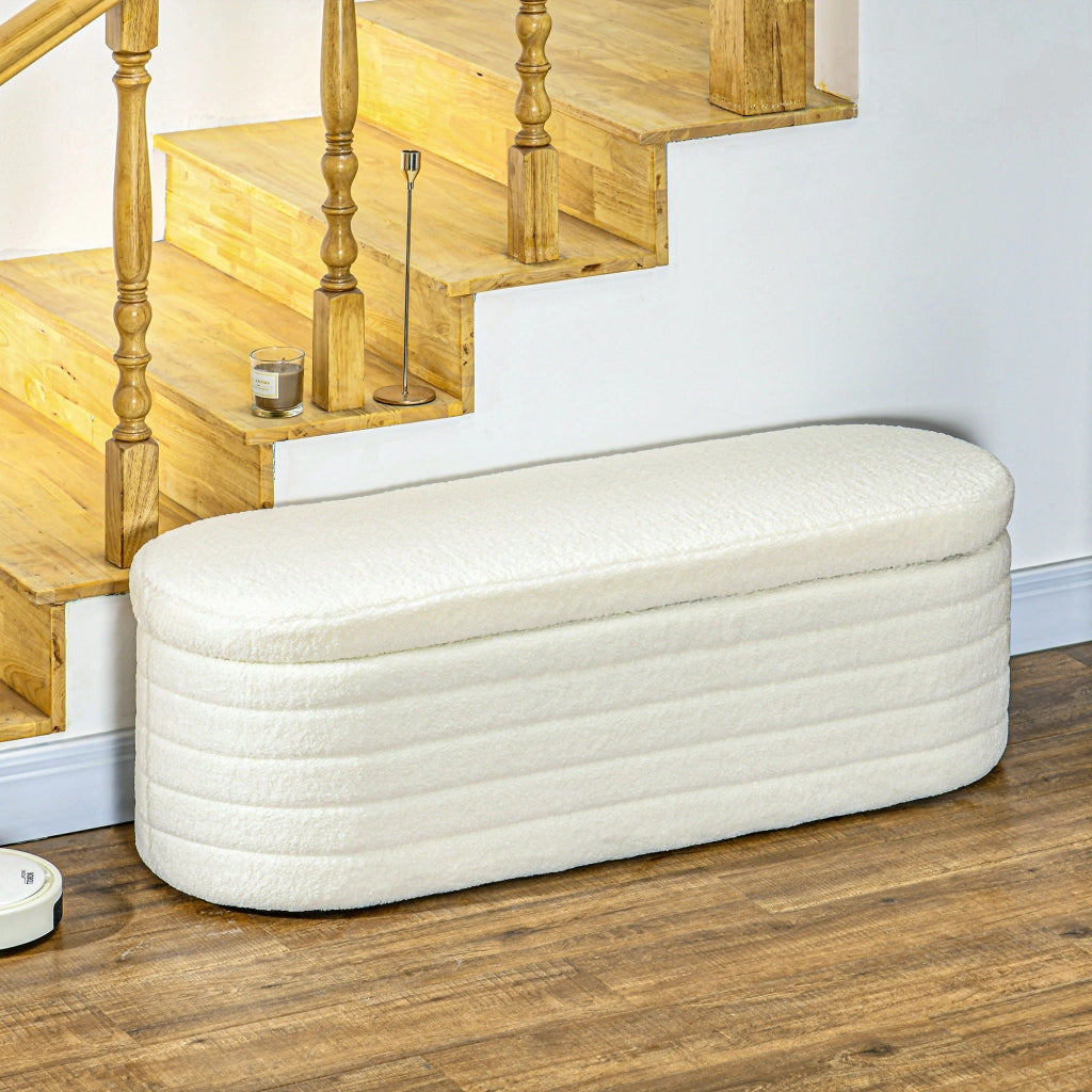 Panca Contenitore Letto in Tessuto ¨C zephmum ¨C 116x41x40.5cm Crema
