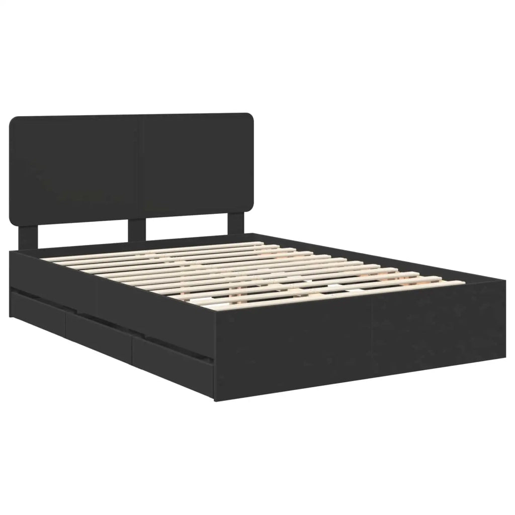 Letto matrimoniale | Letto per adulti | Struttura del letto Nero 160 x 200 cm Legno Ingegnerizzato