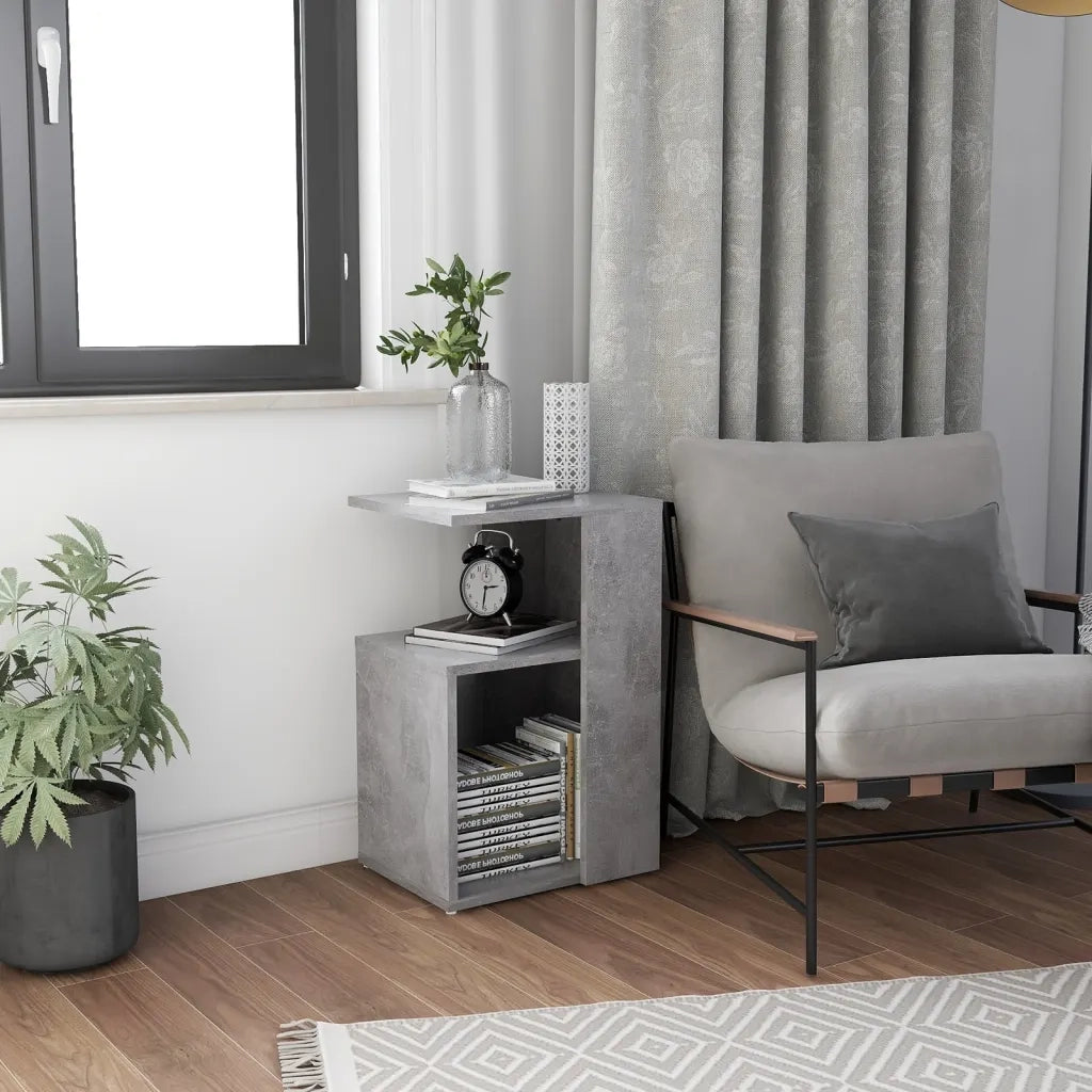 Tavolino Grigio Cemento 36x30x56 cm in Legno Multistrato 802997