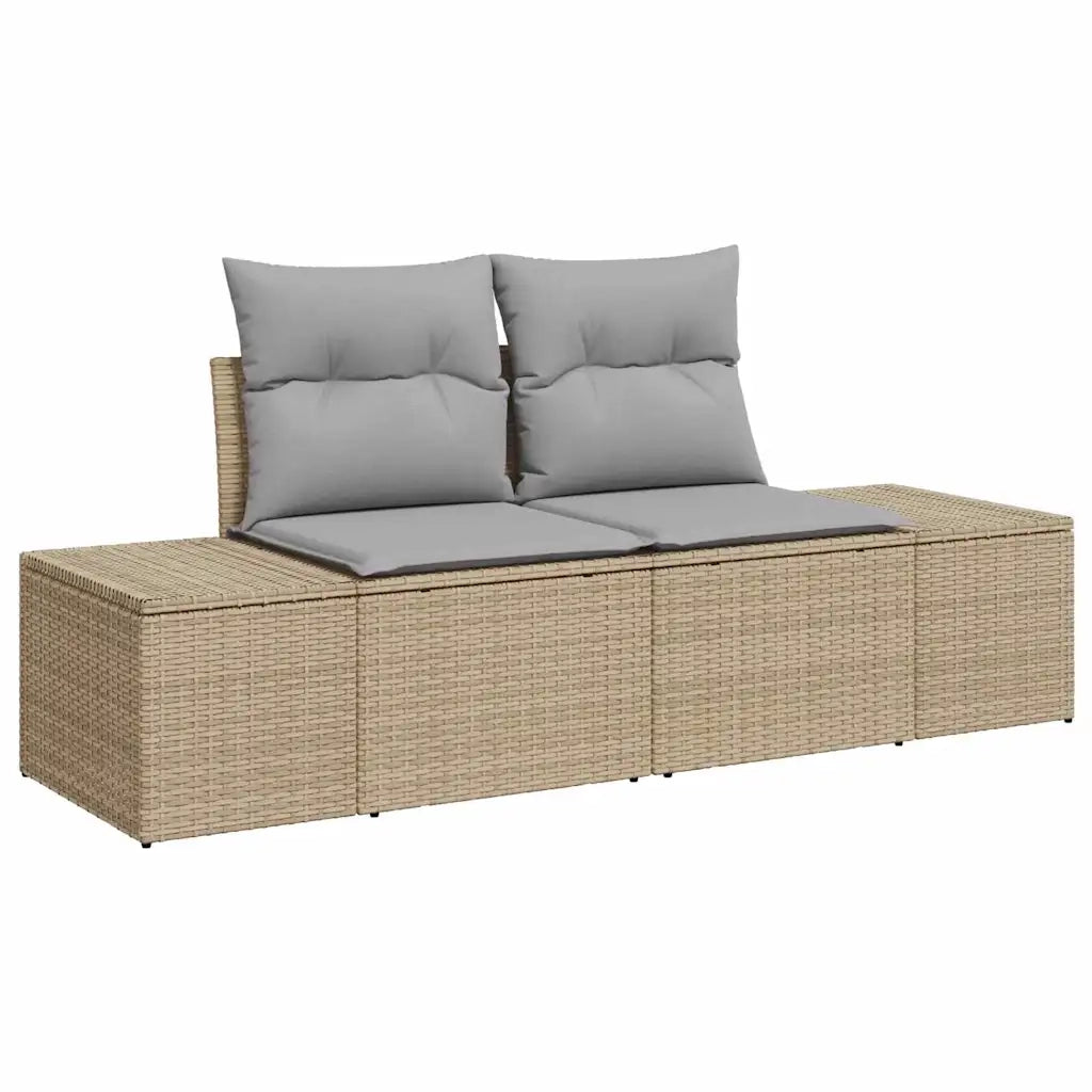 Set Divano da Giardino 4 pcs Beige e Grigio Chiaro polyrattan