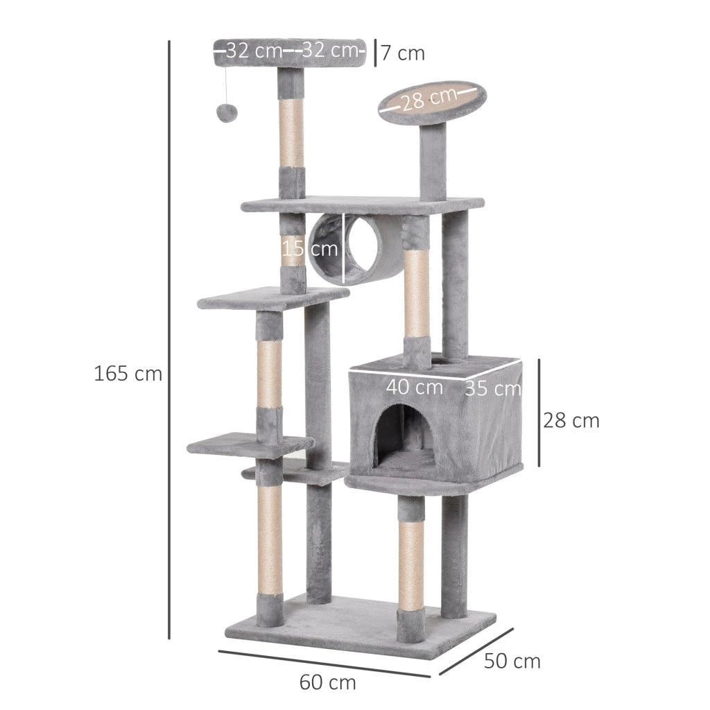 Tiragraffi per Gatti 165cm ¨C Xylo ¨C Colonna con Graffiatoio Trespoli Grigio 60x50x165cm