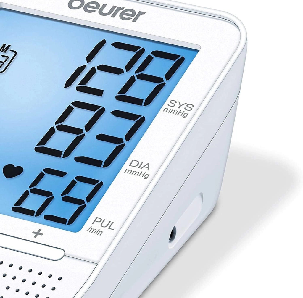 Beurer BM 49 Misuratore di Pressione da Braccio Automatico Funzione Vocale Multilingue Rilevamento Aritmie Memoria 2 Utenti 60 Misurazioni colore Bianco