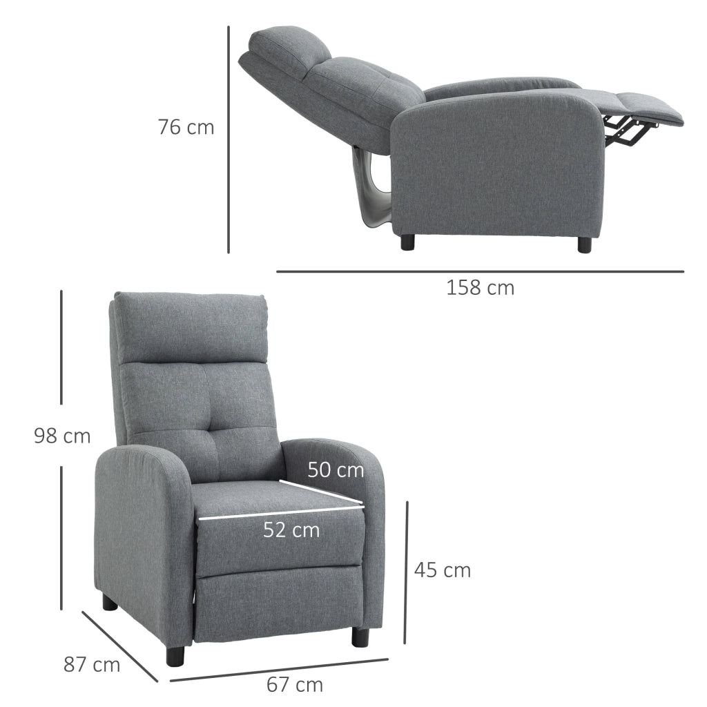 POLTRONA Relax reclinabile in poliestere grigio fino a 155° portata 150 kg