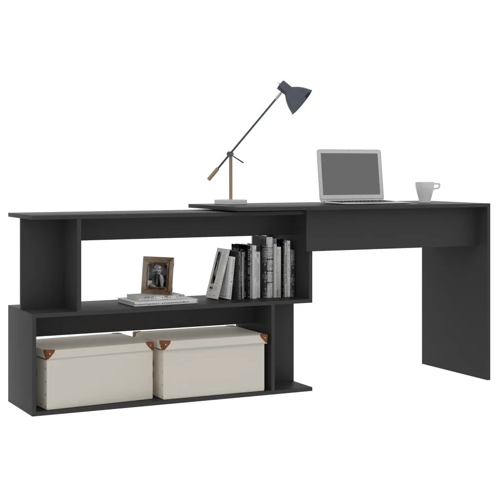 Scrivania ad Angolo Grigia 200x50x76 cm in Legno Multistrato