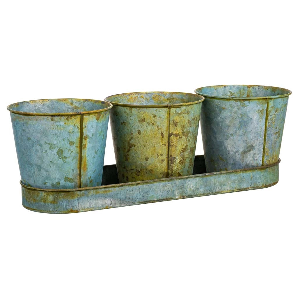 3Cubi e vassoio in metallo verde