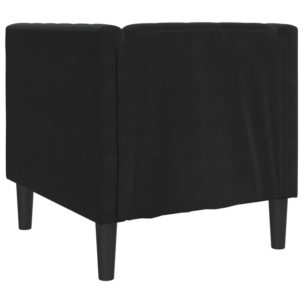 Poltrona Chesterfield Nera in Velluto 372678