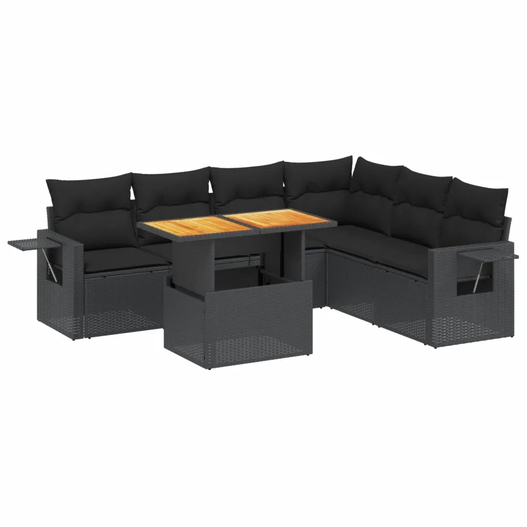Set Divani da Giardino con Cuscini 7pz Nero Polyrattan 3271769