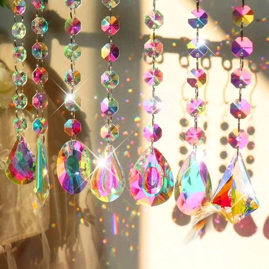 Decorazioni per finestre 6 pezzi - Maniglie in cristallo - Decorazione interna/esterna - Aspetto arcobaleno - Cristallo di alta qualità - Raggiungimento e riflessione della luce - Decorazioni per finestre