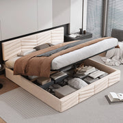 DESMIU Letto Contenitore Letto Matrimoniale con Testiera Regolabile, Vano Idraulico, 160 × 200 cm, senza materasso, Beige