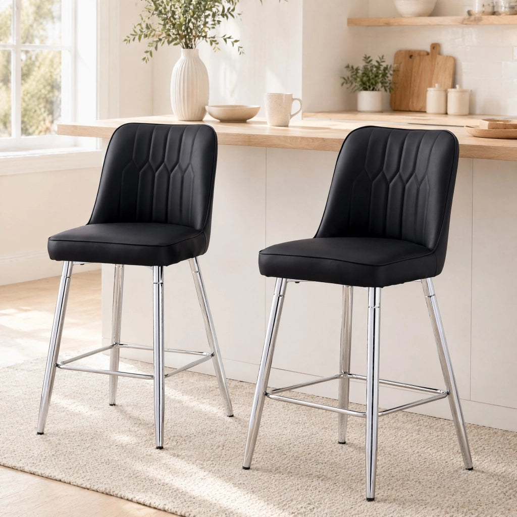SGABELLO DA BAR Set da 2 pezzi 100 cm PU nero/metallo argento