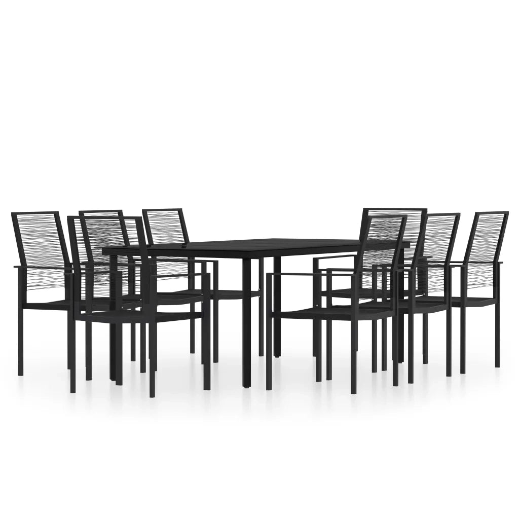 Set Mobili da Pranzo da Giardino 9 pz con Cuscini Nero 3099202