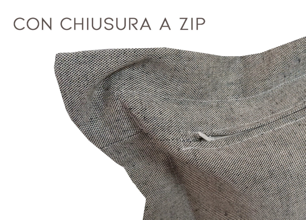 Federa Per Cuscino Arredo Casa Chiusura Zip Fodera Tinto Filo Tinta Unita SV - 60x60 - Grigio