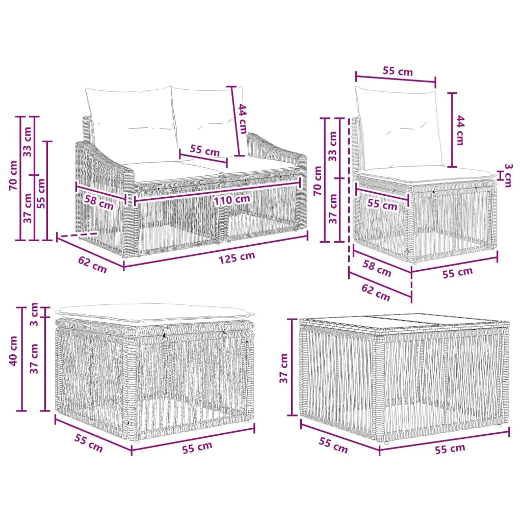Set Divano da Giardino 11 pcs Grigio polyrattan 3436142