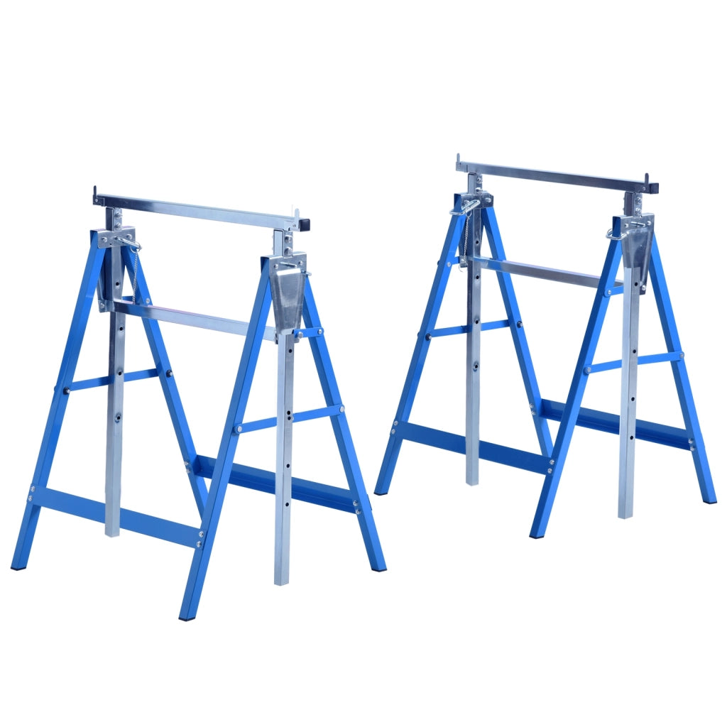 Tavolo da lavoro ¨C zephmum ¨C 68x58x80-130 cm pieghevole regolabile in altezza blu metallo