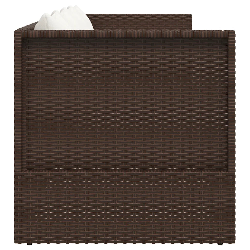 Lettino da Giardino con Cuscini in Polyrattan Marrone