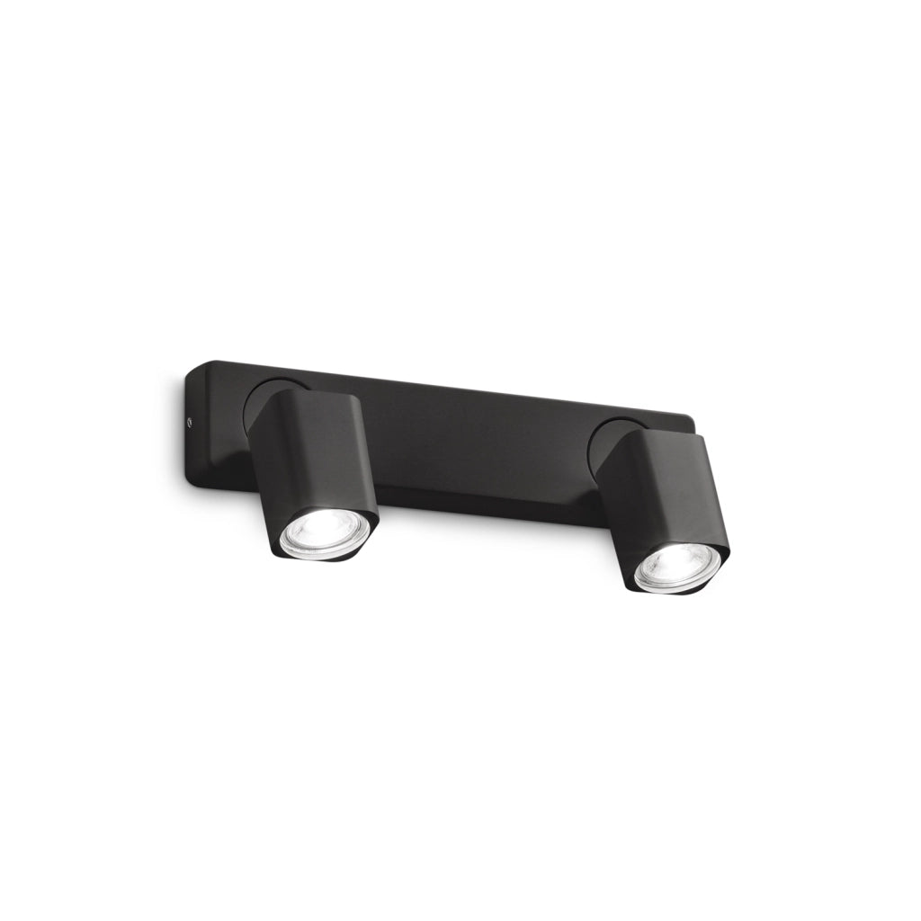 Spot Contemporaneo Rudy Alluminio Nero 2 Luci Gu10 35W 3000K Ip20