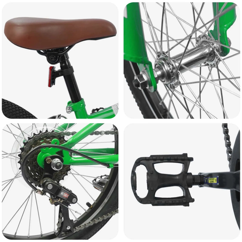 Mountain Bike 20 Pollici 6-Speed per bambini di 5-8 anni Verde