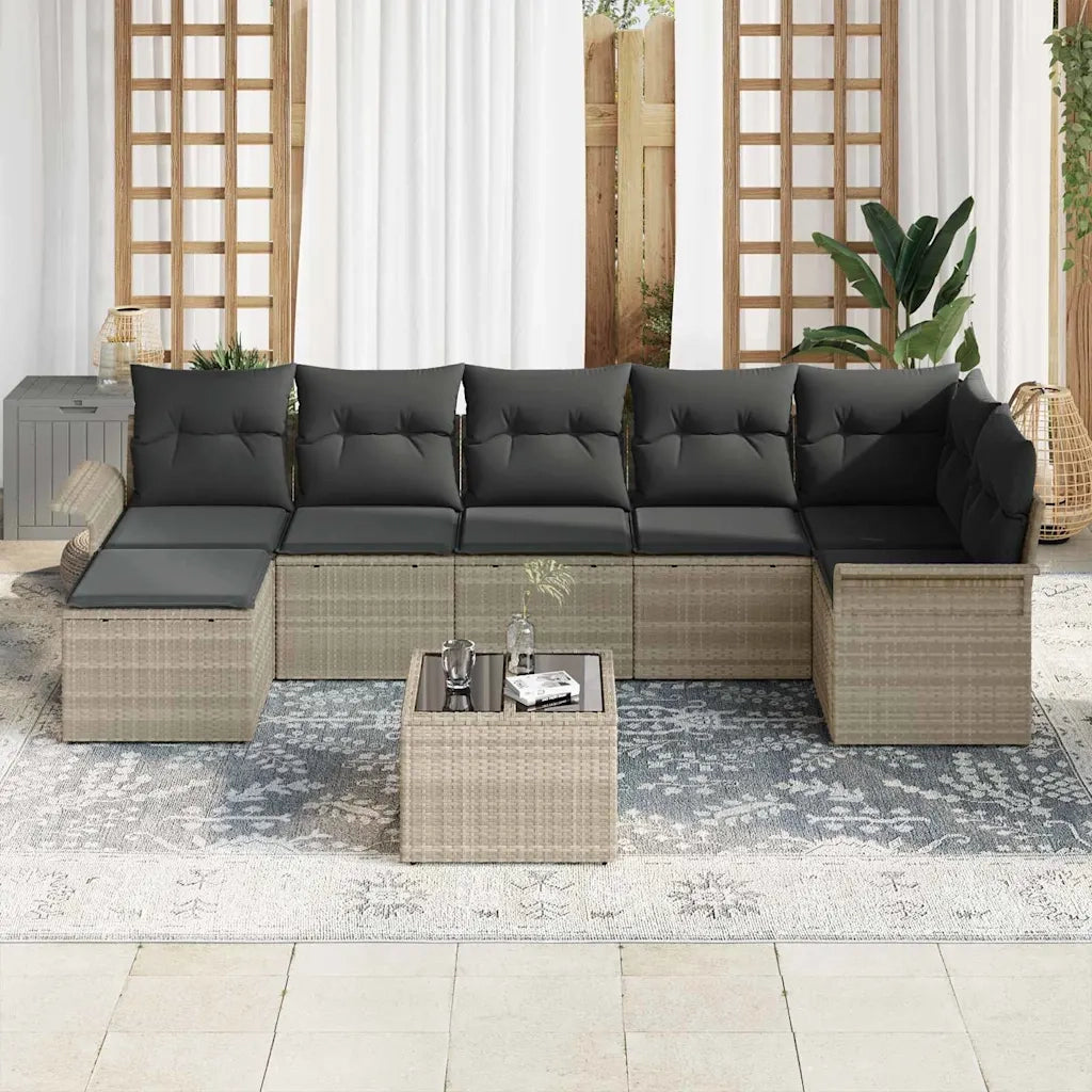 Set Divano da Giardino 8 pcs Grigio chiaro Poly Rattan 3354131