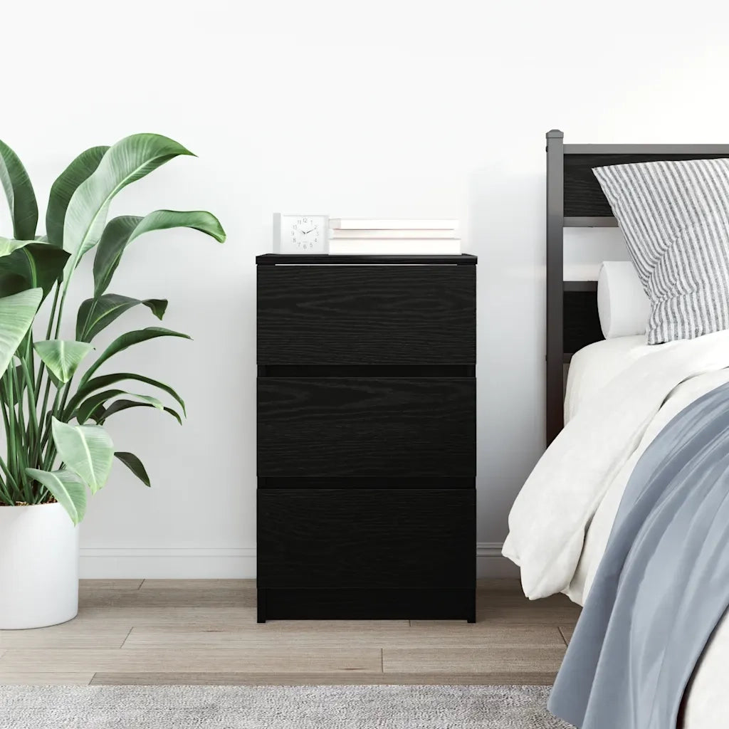 Comodino con 3 Cassetti Nero 39x35x65 cm 861339