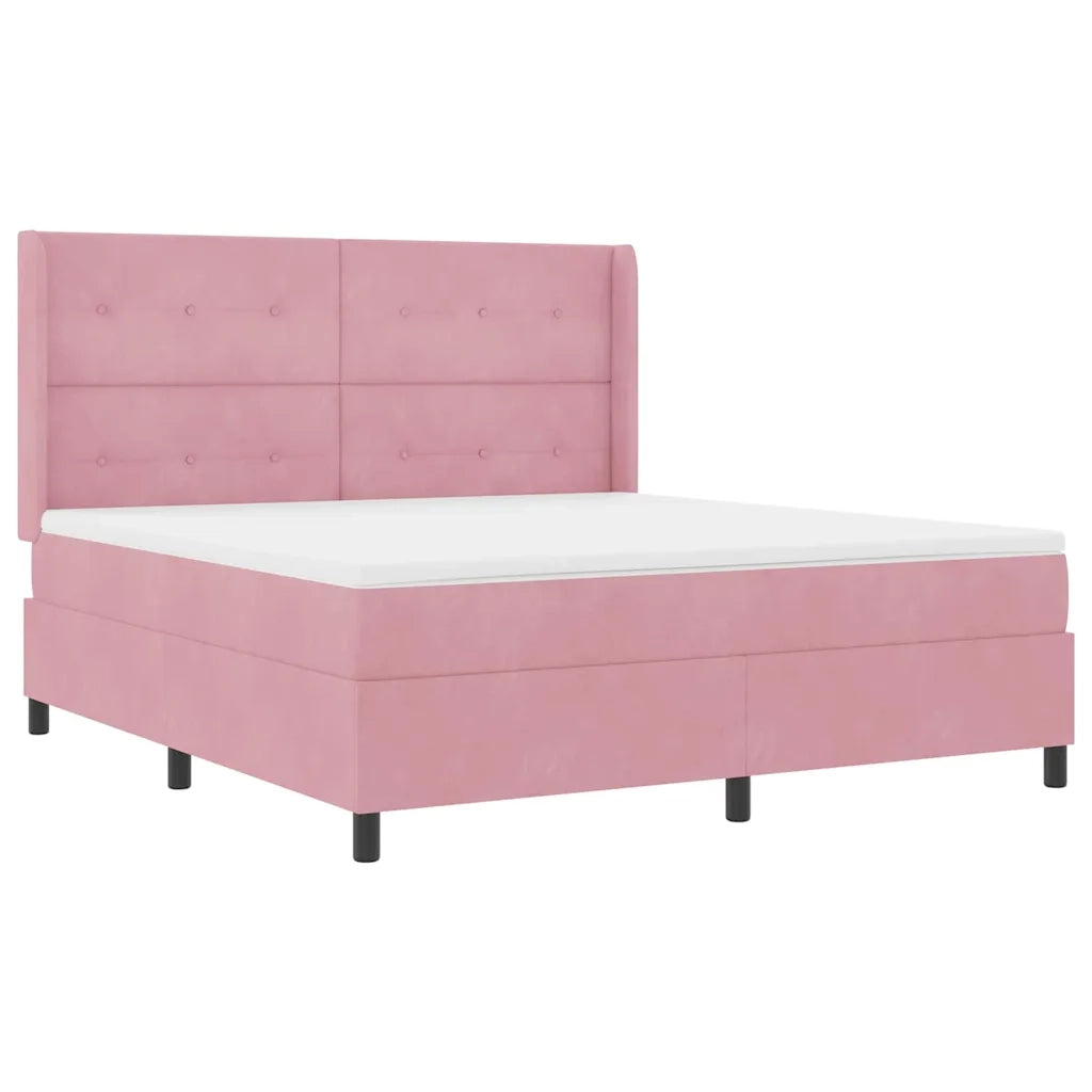 Letto a molle con materasso con led Rosa 180 x 200 cm Velluto