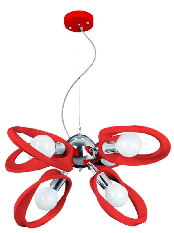 Lampadario Lampex Emma 6 luci rosso E27 acrilico metallo