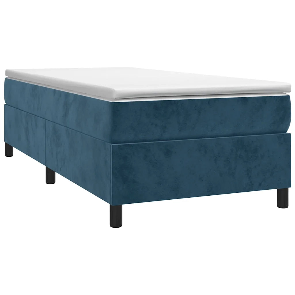 Letto singolo | Letto per adulti | Giroletto a Molle con Materasso Blu Scuro 100x200 cm in Velluto