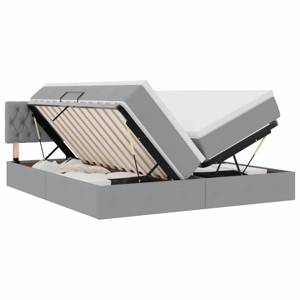 Letto con testiera Grigio chiaro 180 x 200 cm Tessuto