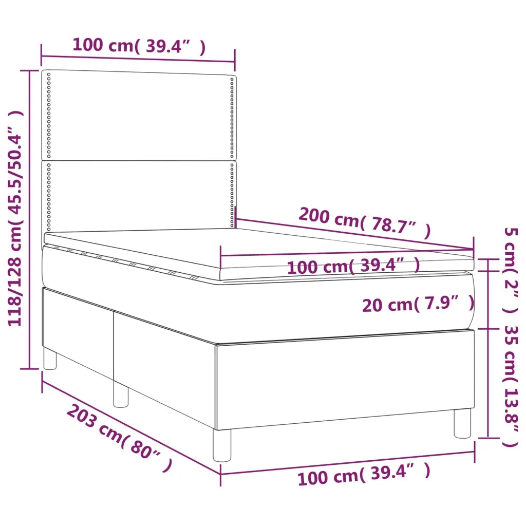Giroletto a Molle con Materasso Rosa 100x200 cm in Velluto 3142952
