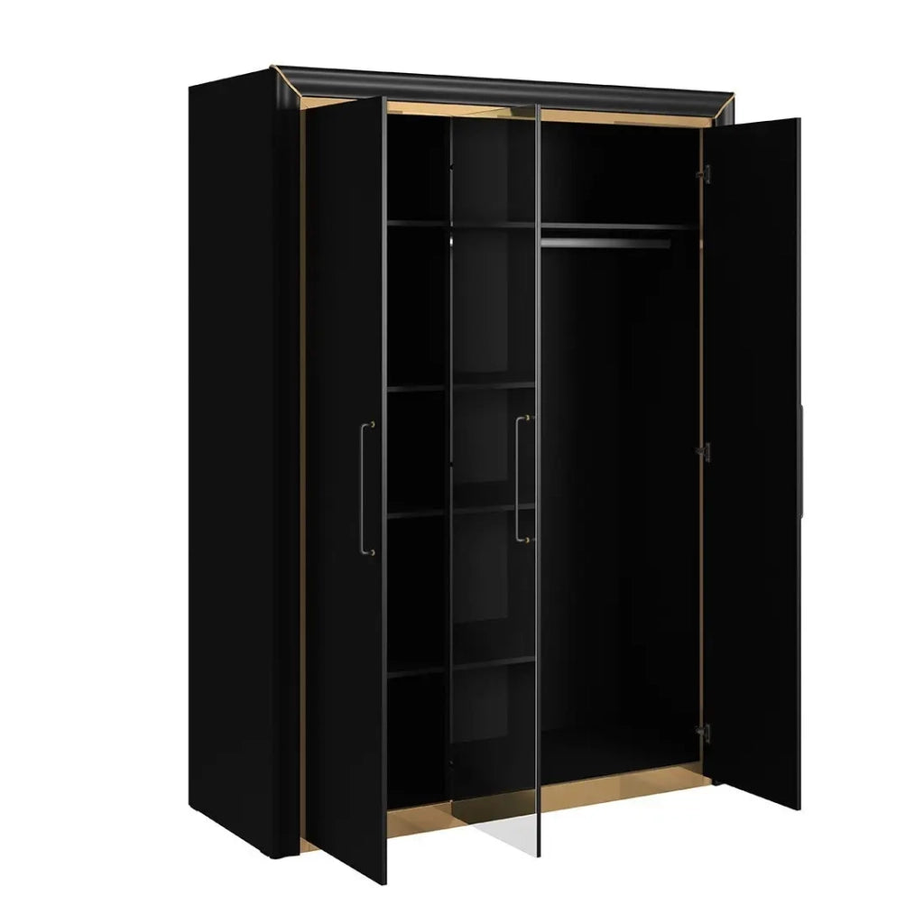 Armadio 150cm collezione DOHA. Colore nero opaco e dorato.