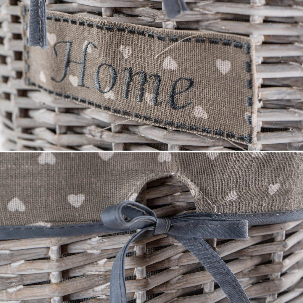 Set 3/5 Pezzi Ceste Portabiancheria in Vimini con Coperchio e Fodera Interna in Tessuto, Contenitori Multiuso per Bucato, Bagno, Lavanderia e Camera da Letto, Design Shabby Chic   3 Ceste QuincyTipo5