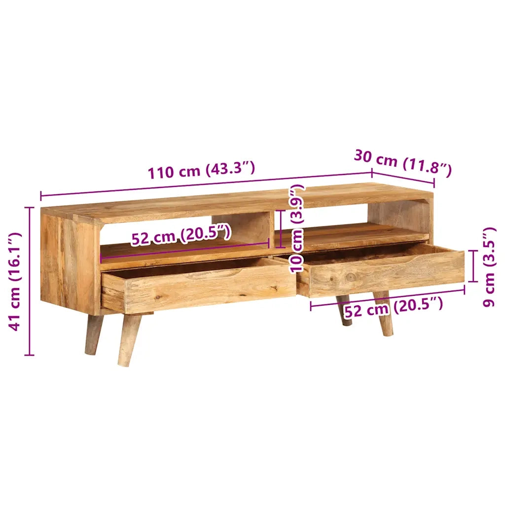 Mobile Porta TV 110x30x41 cm in Legno Massello di Mango 352783