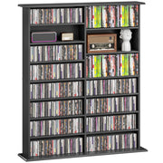 Libreria per CD e DVD con 16 scomparti e 12 ripiani regolabili ¨C zephmum ¨C nero
