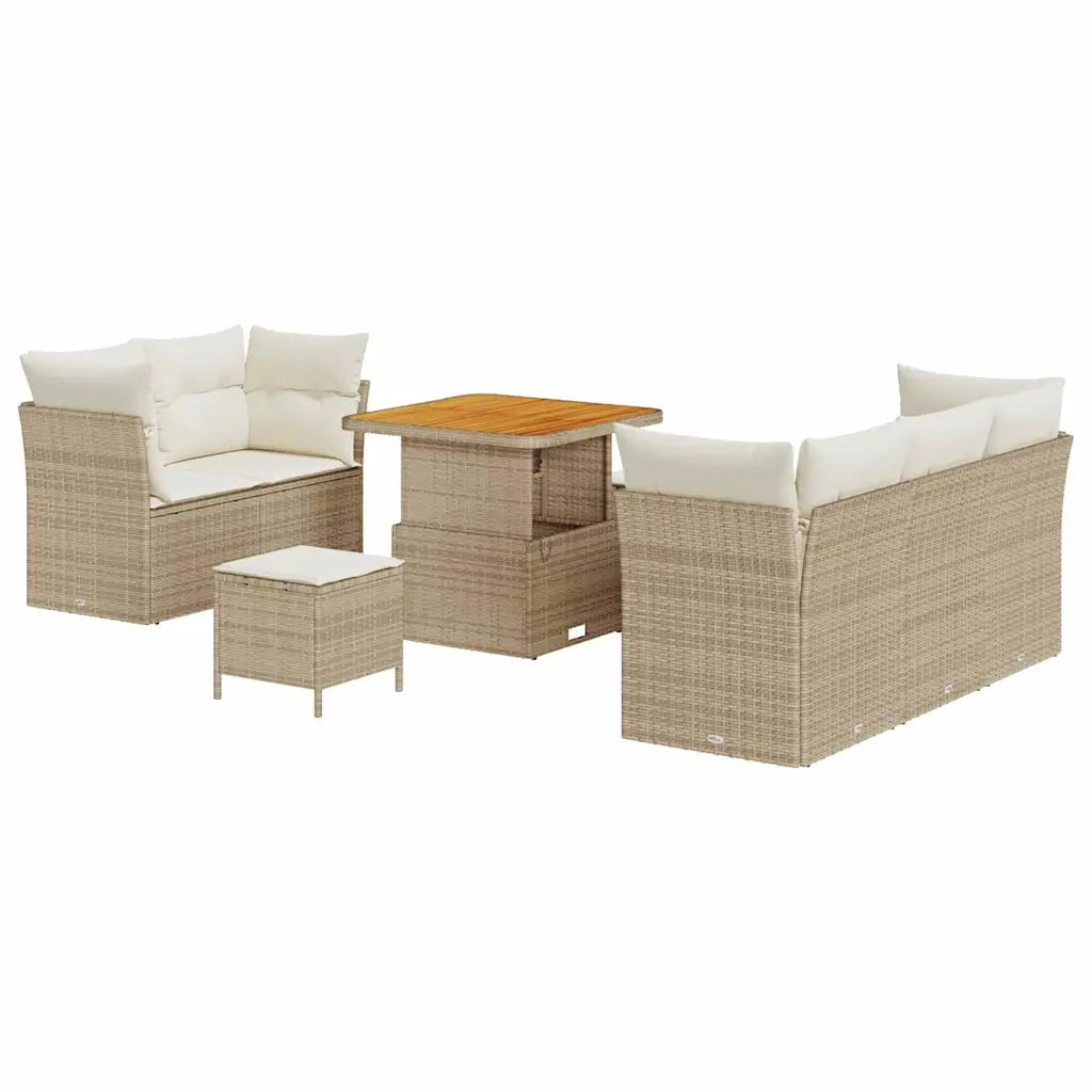 Set Divano da Giardino 8 pcs Beige polyrattan