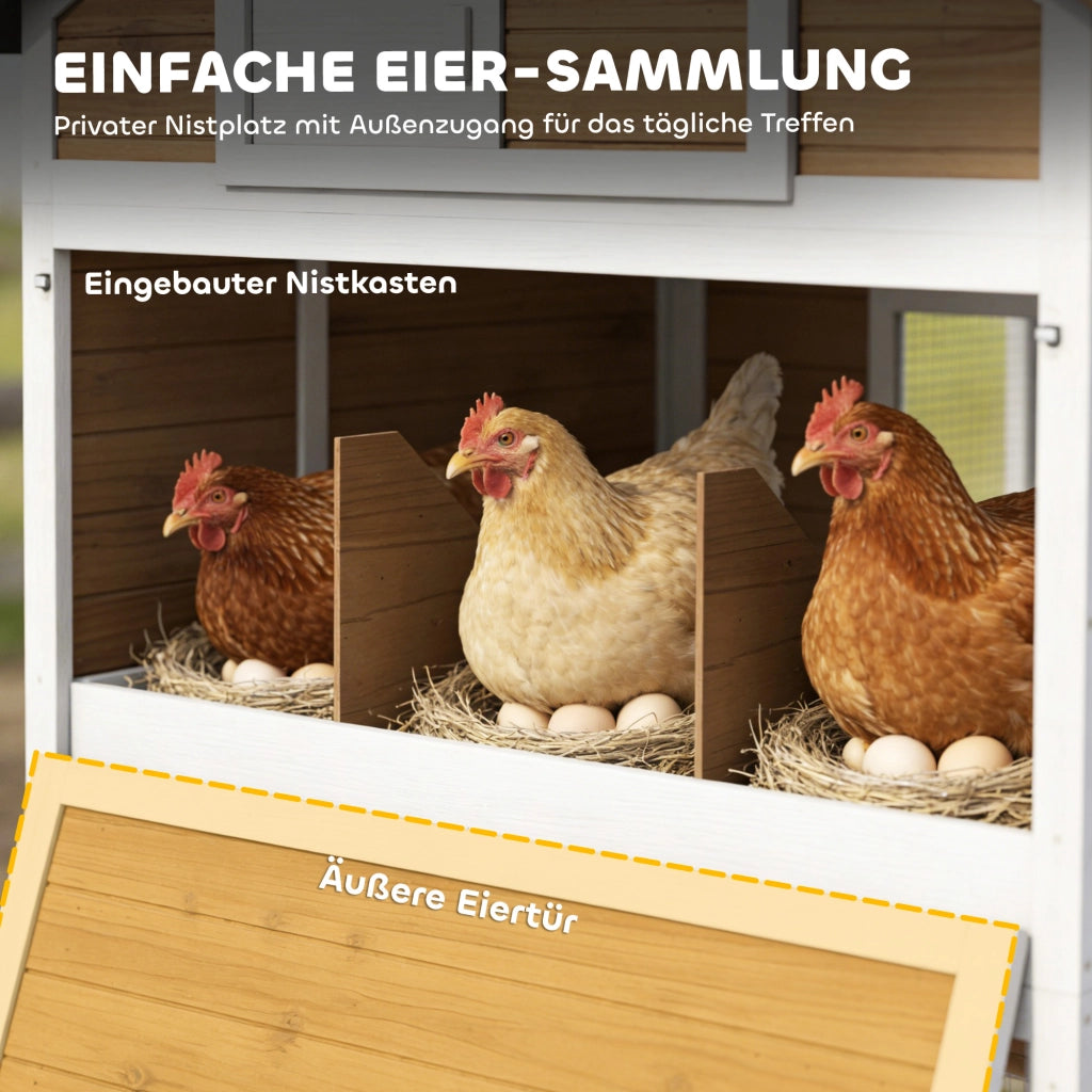 Pollaietto per 4 Galline con Nido e Vassoio Estraibile ¨C Minimal ¨C Legno Marrone 200x104x145cm