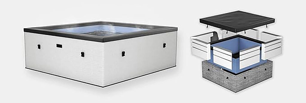 Piscina Spa Vasca Semi-Rigida 180x180x70 cm 6 Posti Riscaldamento Integrato Struttura in Schiuma NetSpa Celestia Nero