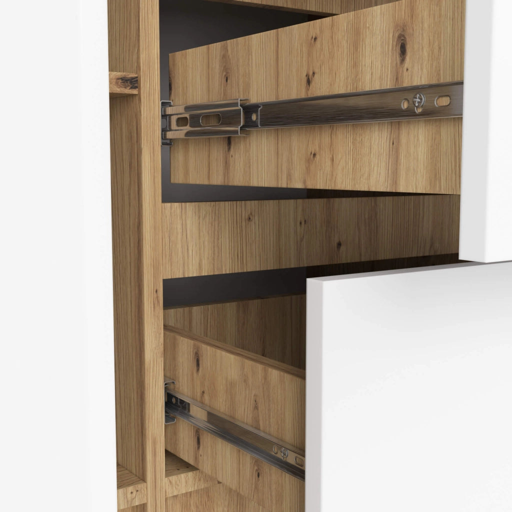 Cassettiera AKORD K100 Quercia Artigiana 101 cm 2 ante 3 cassetti inserto frontale Bianco 101x35x76 cm