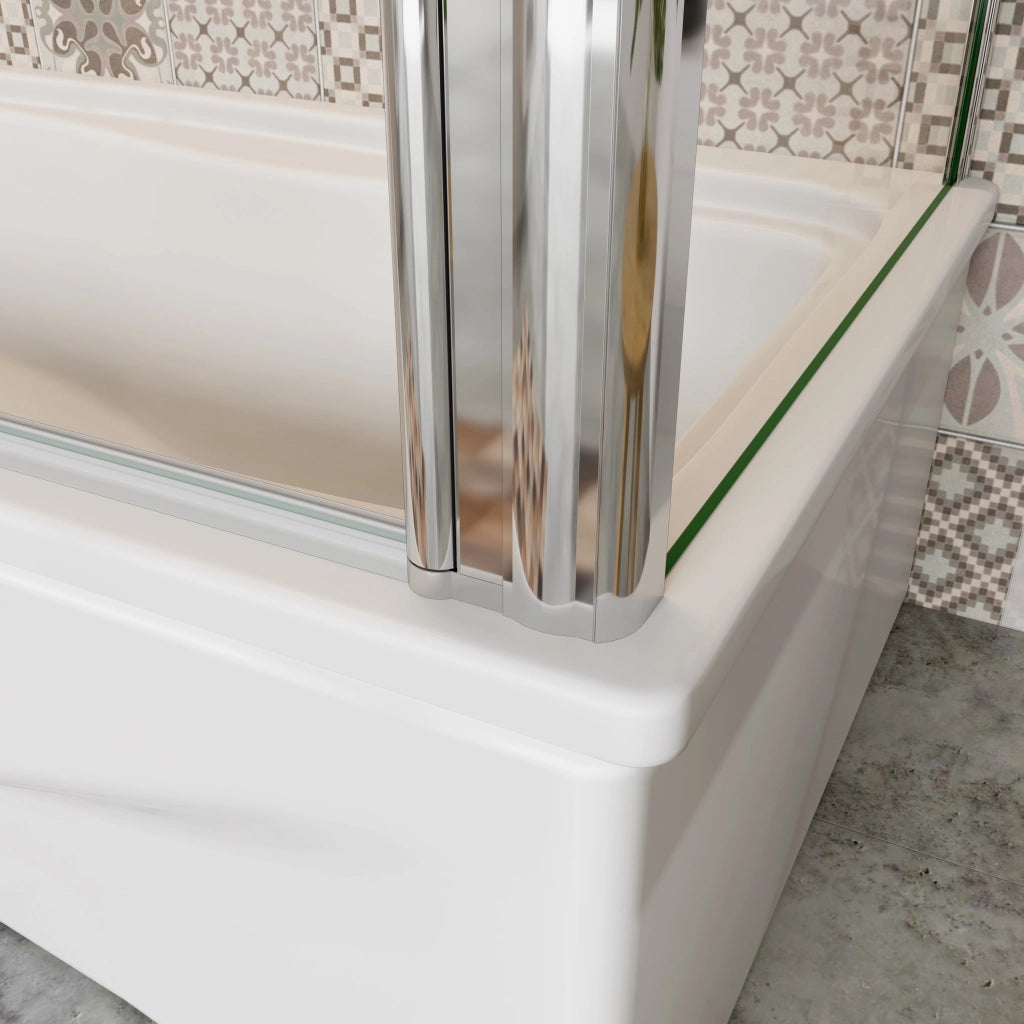 H.140 cm Sopravasca da Bagno Doccia con Parete Fissa 100x80 cm Due Ante Pieghevoli a Libro Vetro Temperato Trasparente 6 mm Anticalcare Cromo Lucido