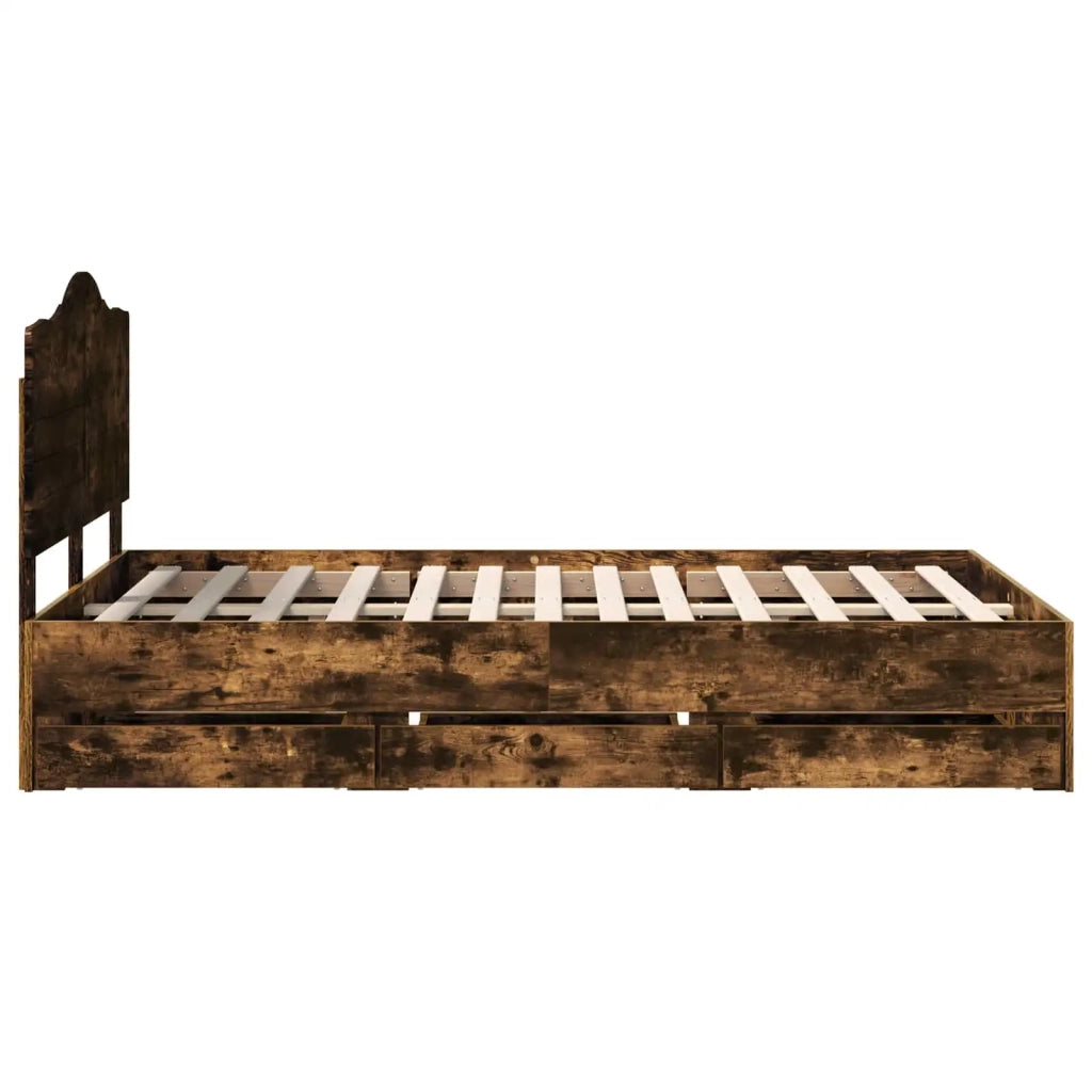 Letto matrimoniale | Letto per adulti | Struttura del letto Quercia Affumicata 135 x 190 cm