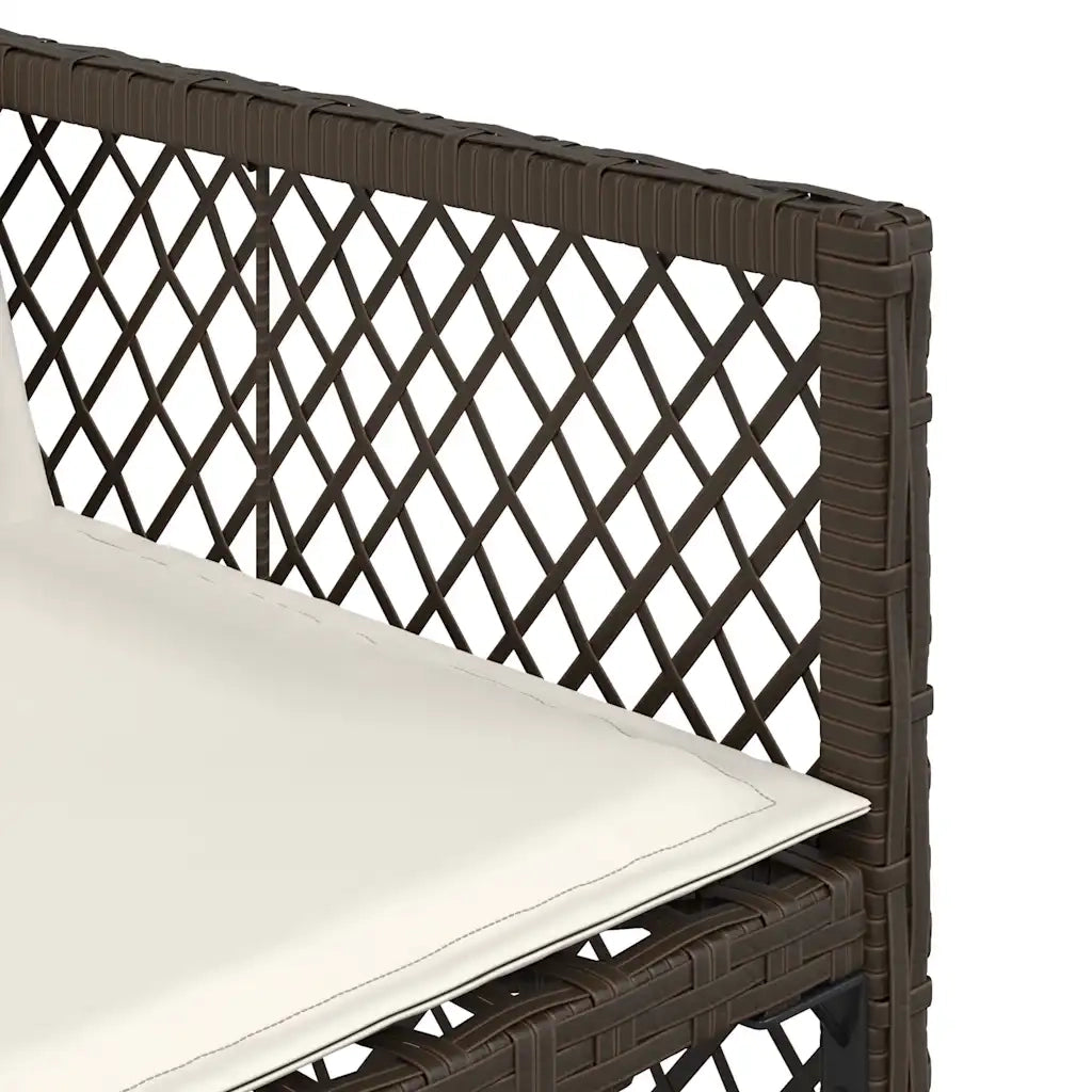 Set da Pranzo da Giardino 17 pz con Cuscini Marrone Polyrattan