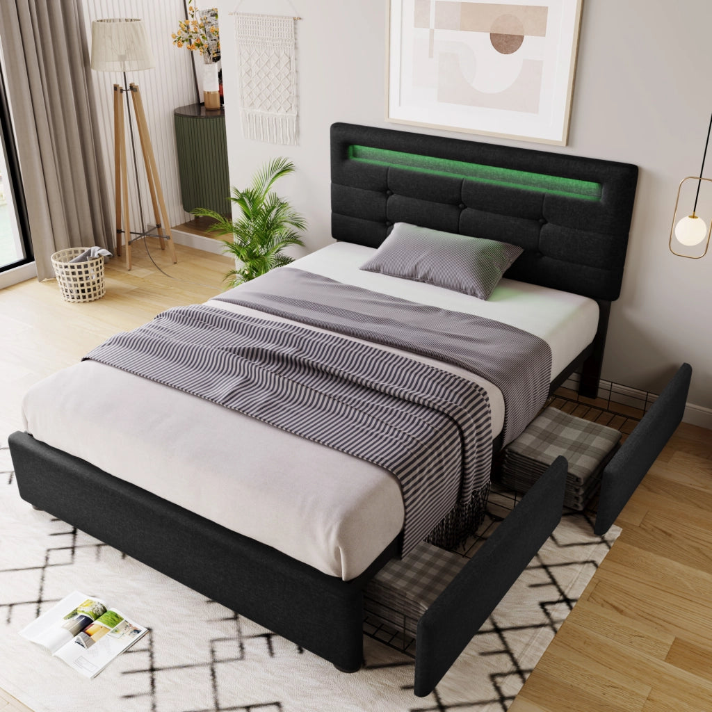 letto in lino nero 90x200 cm