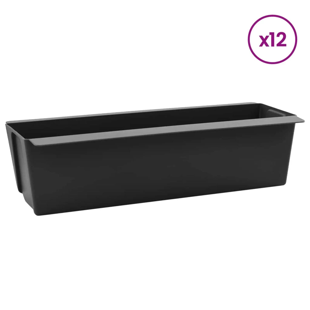 Fioriere per Euro pallet 12 pcs Nero 36 x 13,5 x 9,5 cm 42037205